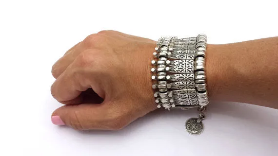 Bohemian Silver Retro Vintage Flower Boho Turkish Jewelry