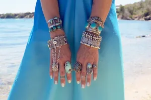 Bohemian Silver Retro Vintage Flower Boho Turkish Jewelry