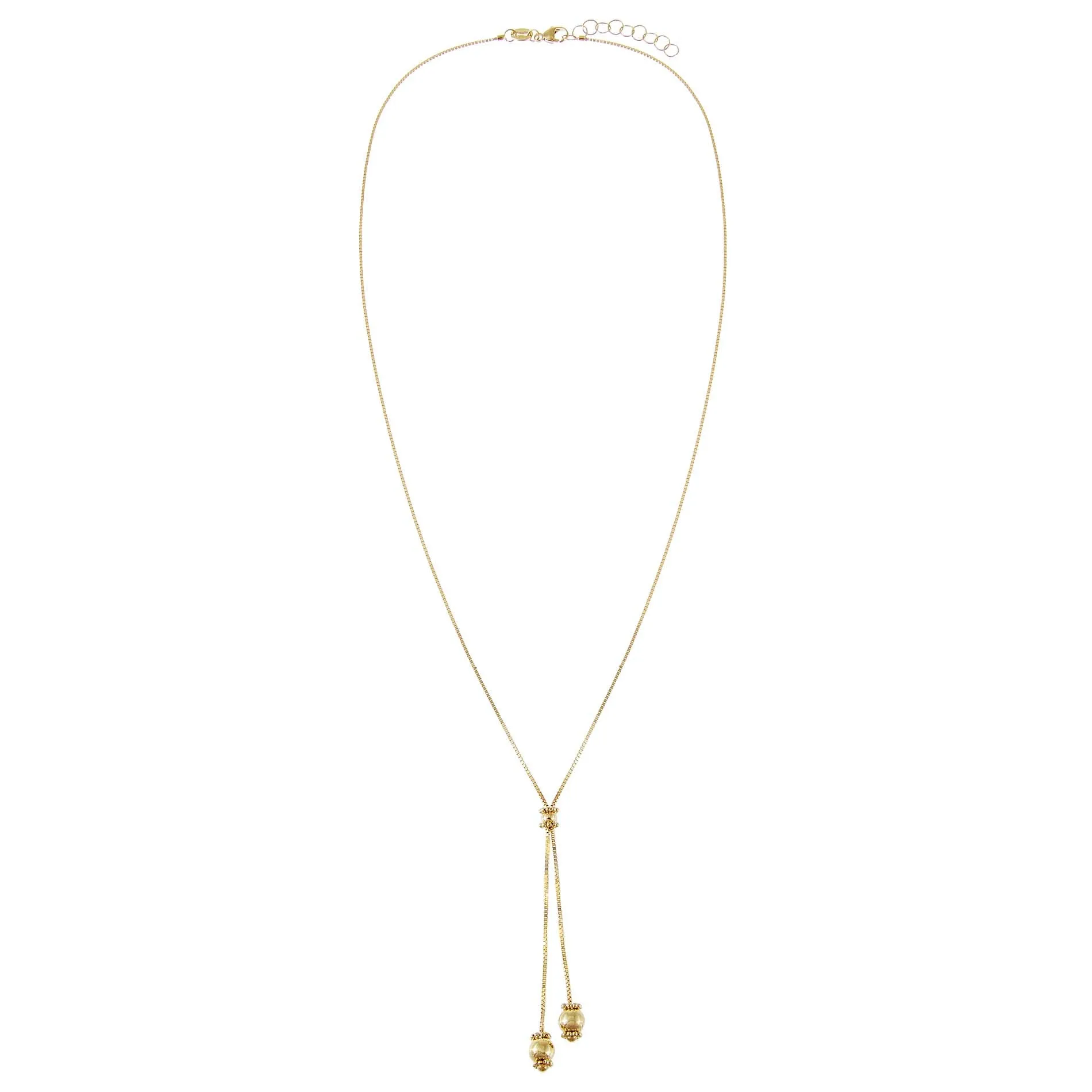 Box Chain Charms Lariat 14K