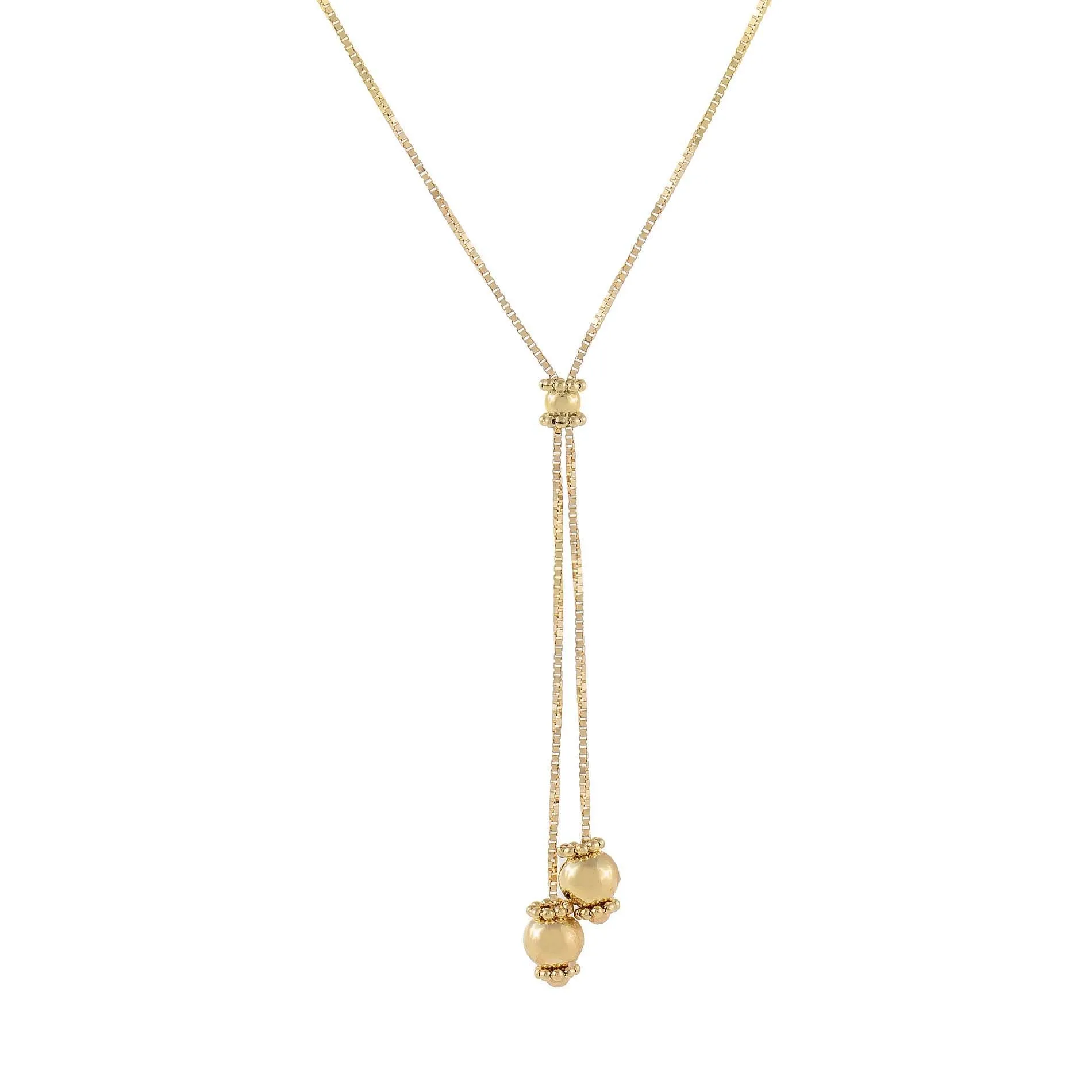 Box Chain Charms Lariat 14K