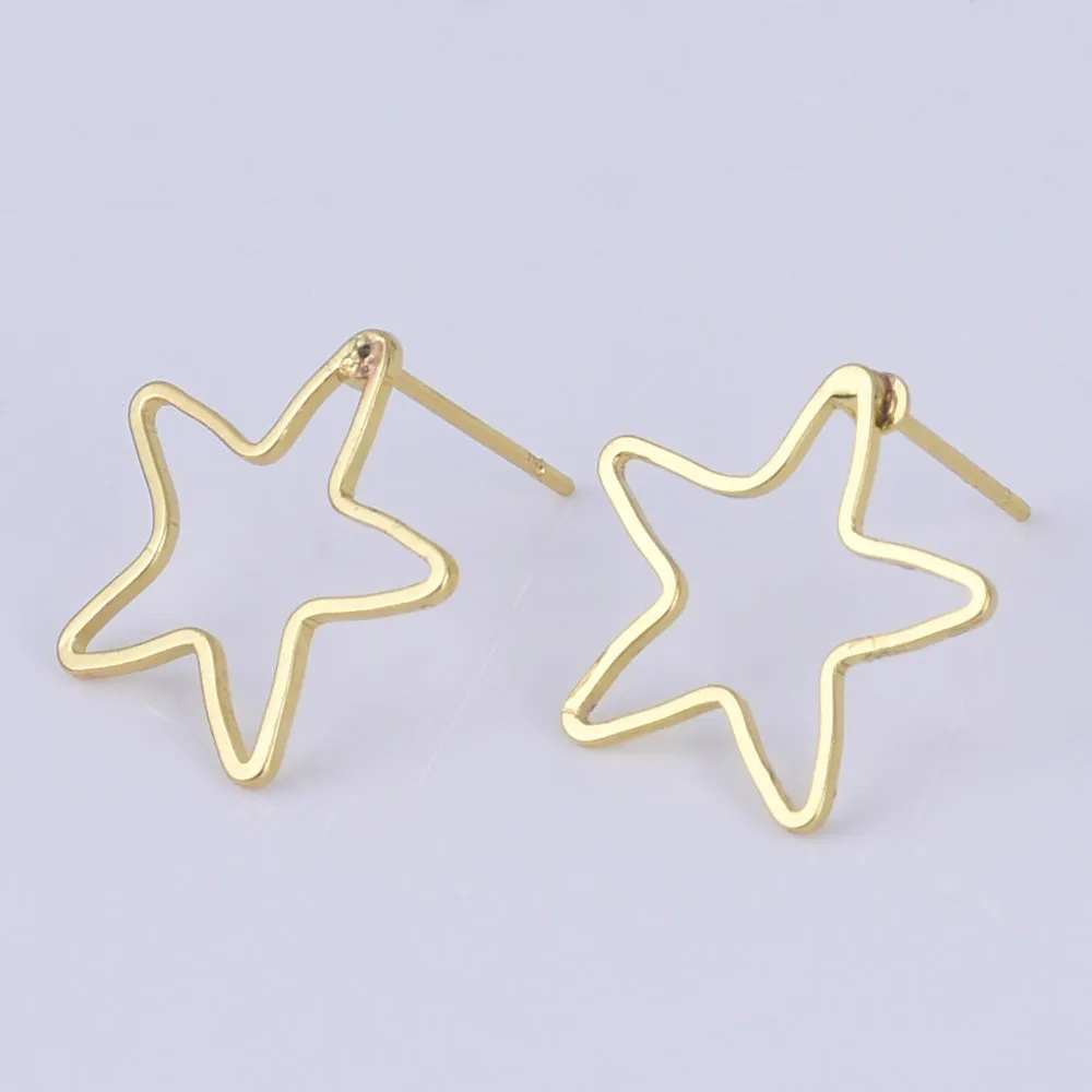 Brass Geometric Empty earrings studs Simple Open Shaped Earrings jewelry minimalist geometric earring stud 10pcs 102522