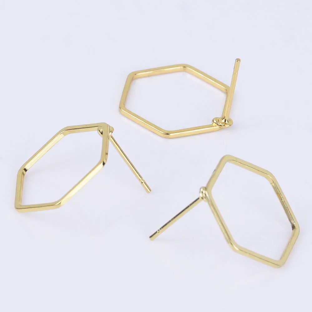 Brass Geometric Empty earrings studs Simple Open Shaped Earrings jewelry minimalist geometric earring stud 10pcs 102522