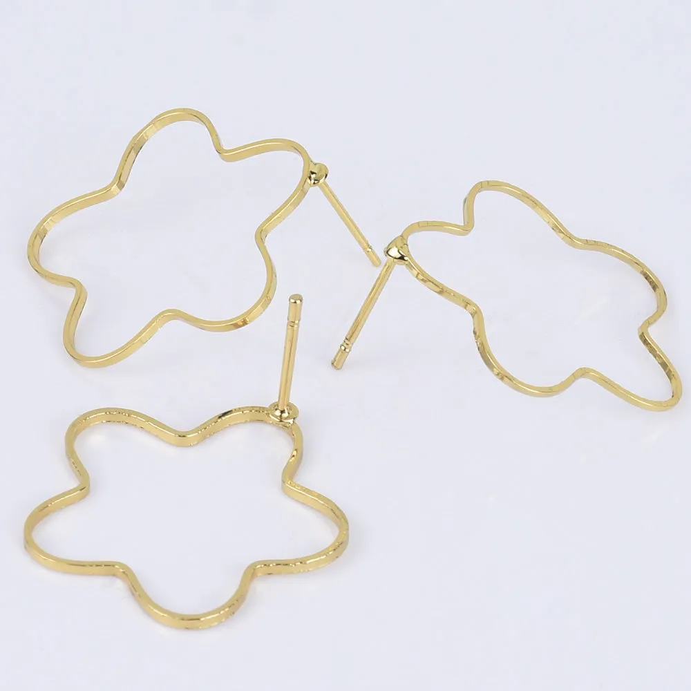 Brass Geometric Empty earrings studs Simple Open Shaped Earrings jewelry minimalist geometric earring stud 10pcs 102522