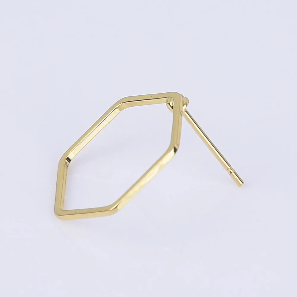 Brass Geometric Empty earrings studs Simple Open Shaped Earrings jewelry minimalist geometric earring stud 10pcs 102522