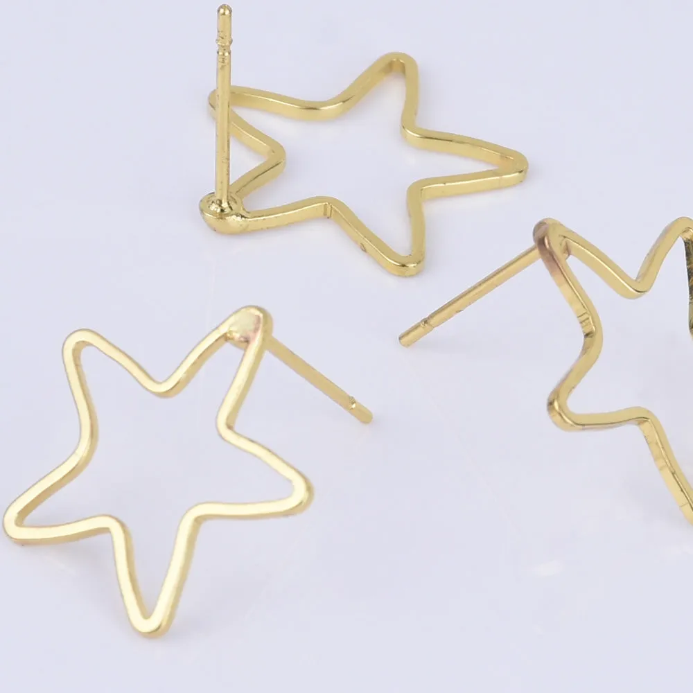 Brass Geometric Empty earrings studs Simple Open Shaped Earrings jewelry minimalist geometric earring stud 10pcs 102522