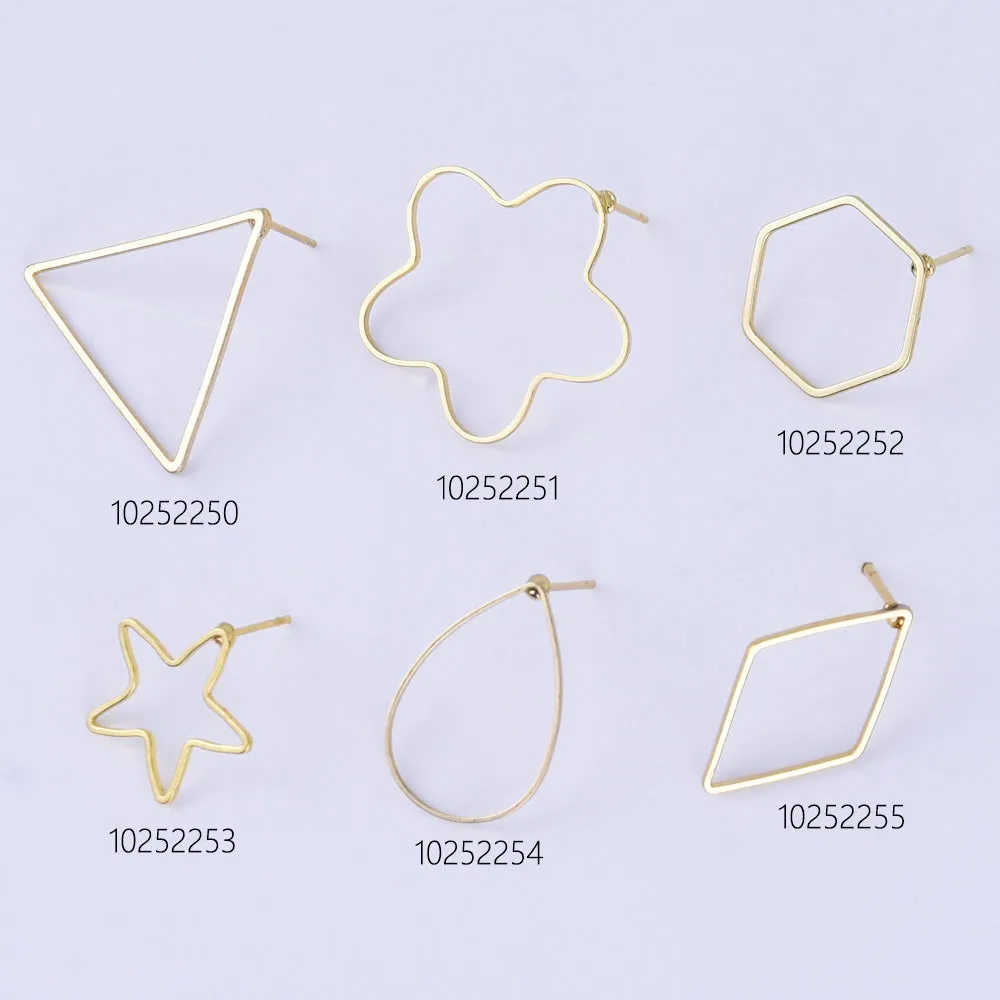 Brass Geometric Empty earrings studs Simple Open Shaped Earrings jewelry minimalist geometric earring stud 10pcs 102522