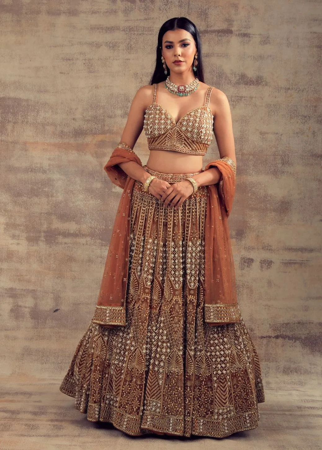 Bronze Gold Wedding Lehenga MEHRISH