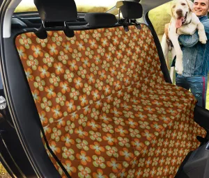 Brown With Orange Retro Hippie Flowers Pet Hammock Back Seat Cover