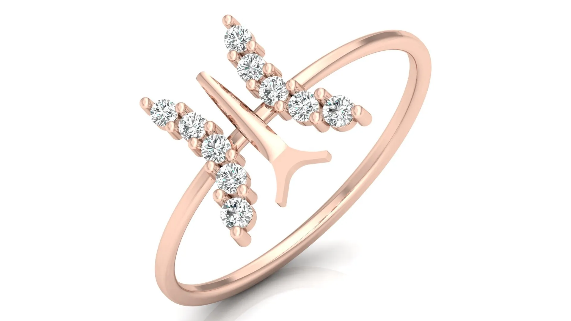 Butterfly Diamond Split Band Ring