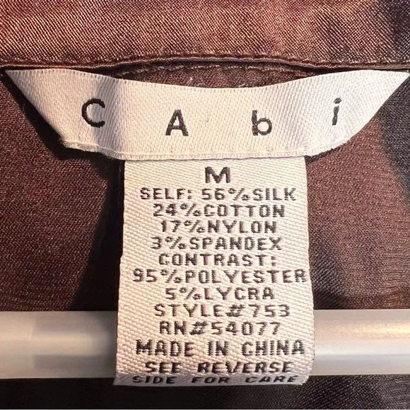 CAbi Retro SILK Sweater JACKET Brown WOMEN Medium