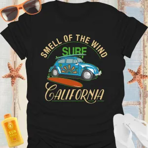 California Retro Surf Tee Vintage Blue Car Design