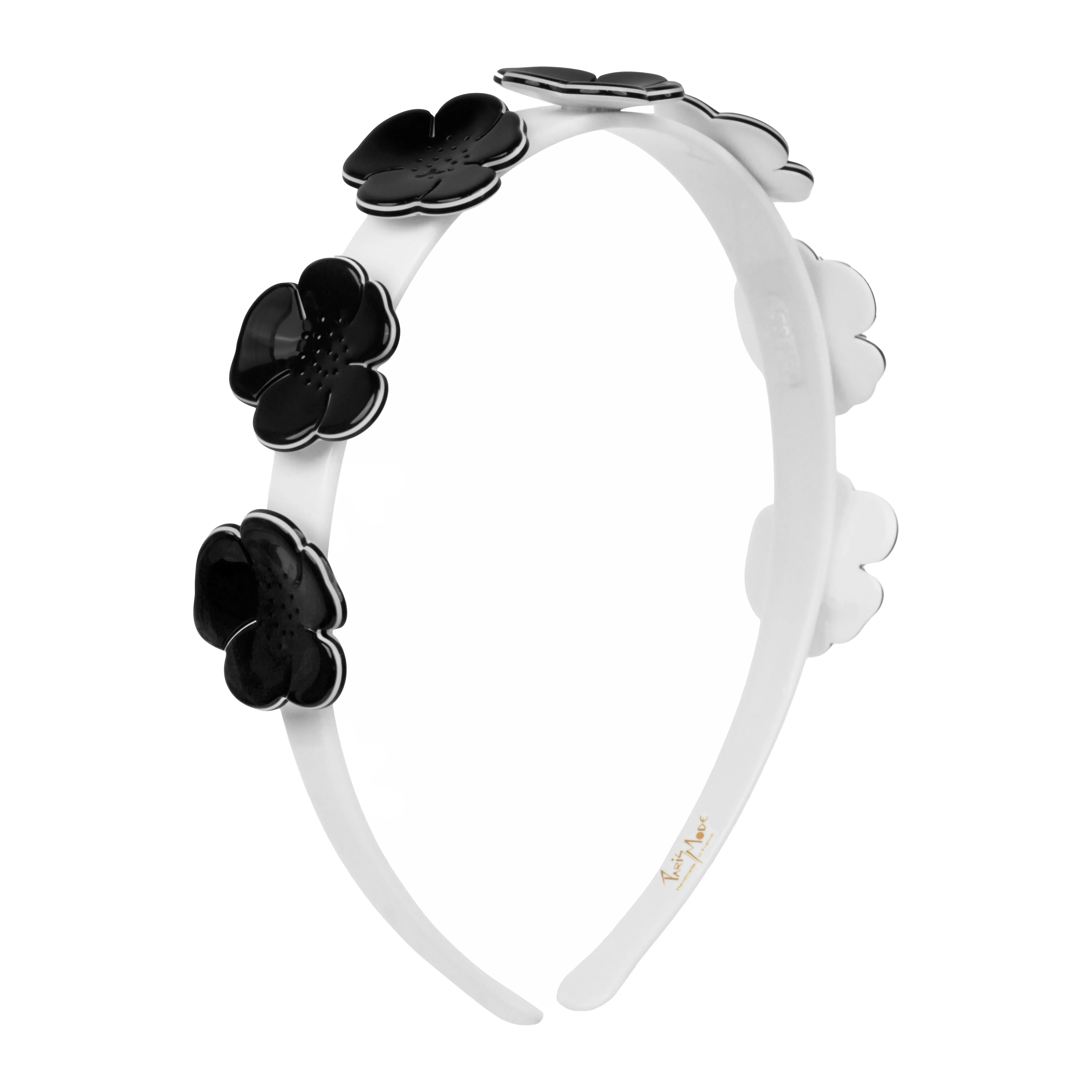 Camellia 1.5 cm Black White Alice Band