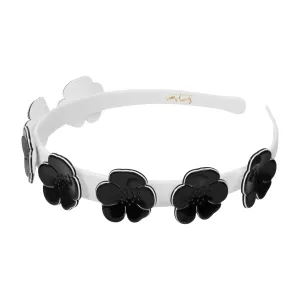 Camellia 1.5 cm Black White Alice Band