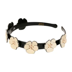 Camellia Crystal 1.5 cm Ivory Black Alice Band