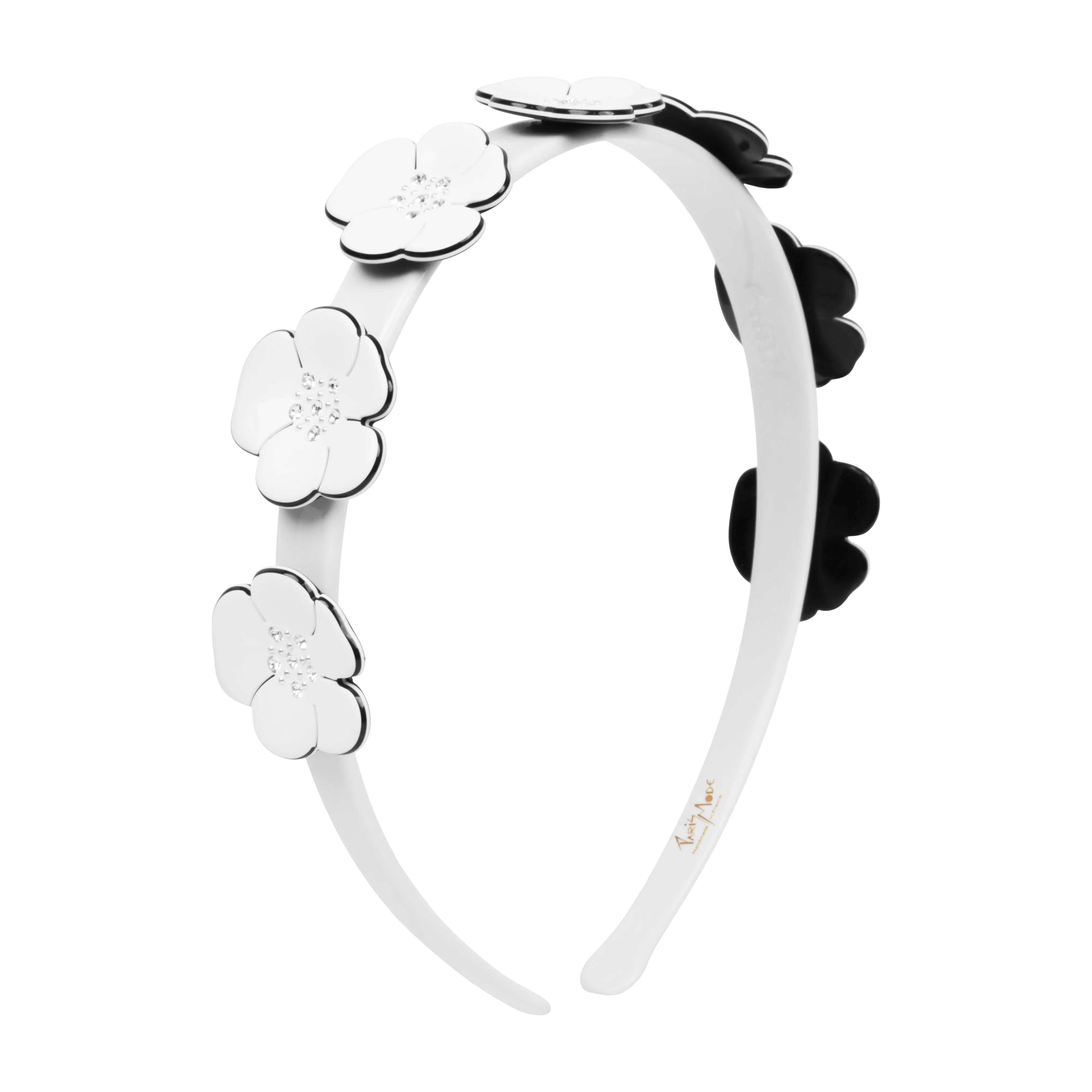 Camellia Crystal 1.5 cm White Alice Band