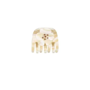 Camellia Crystal Medium White Alba Claw Clip