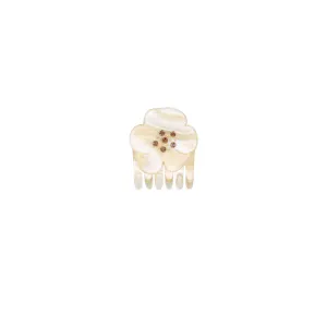 Camellia Mini Crystal White Alba Claw Clip