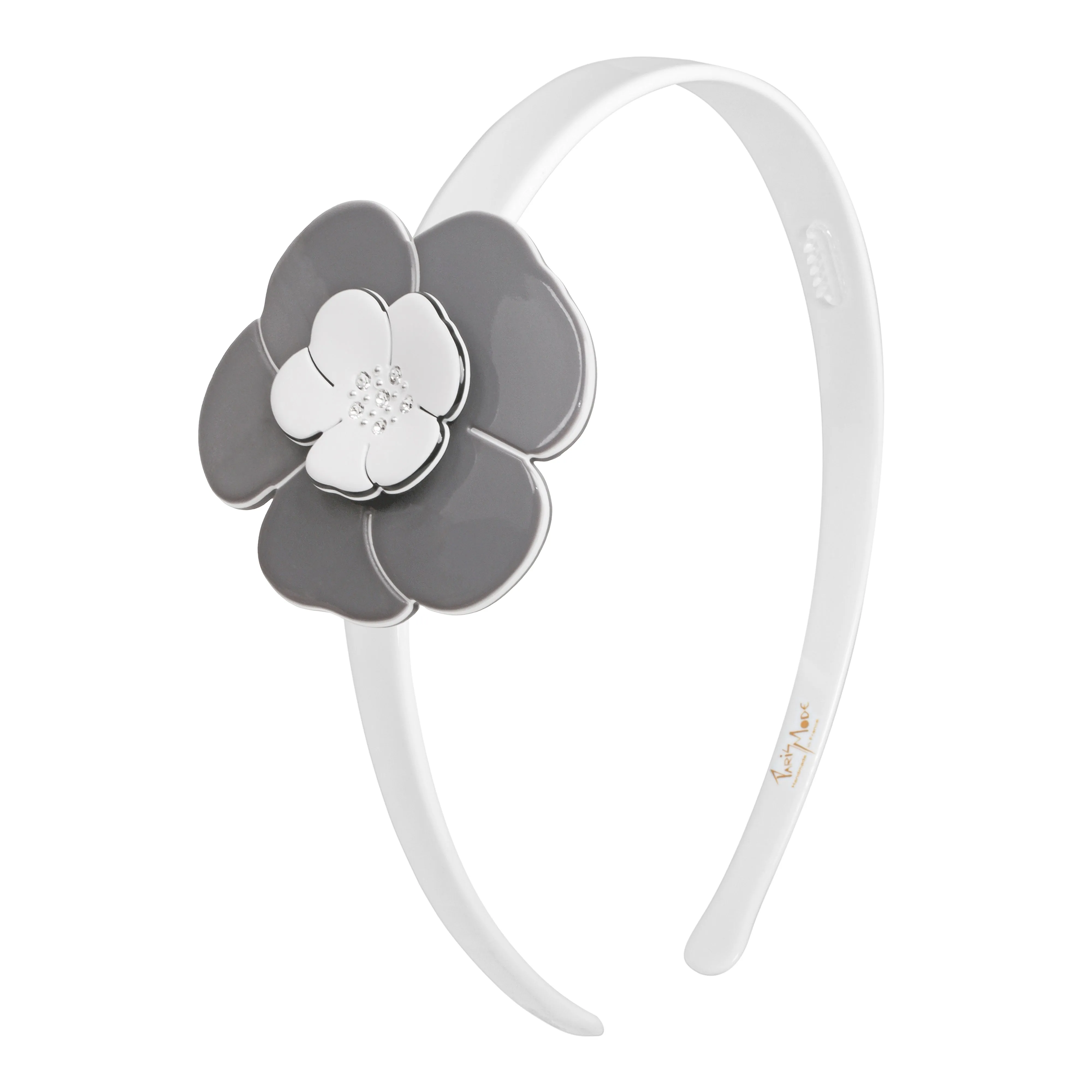 Camellia Singular Crystal Grey White Alice Band