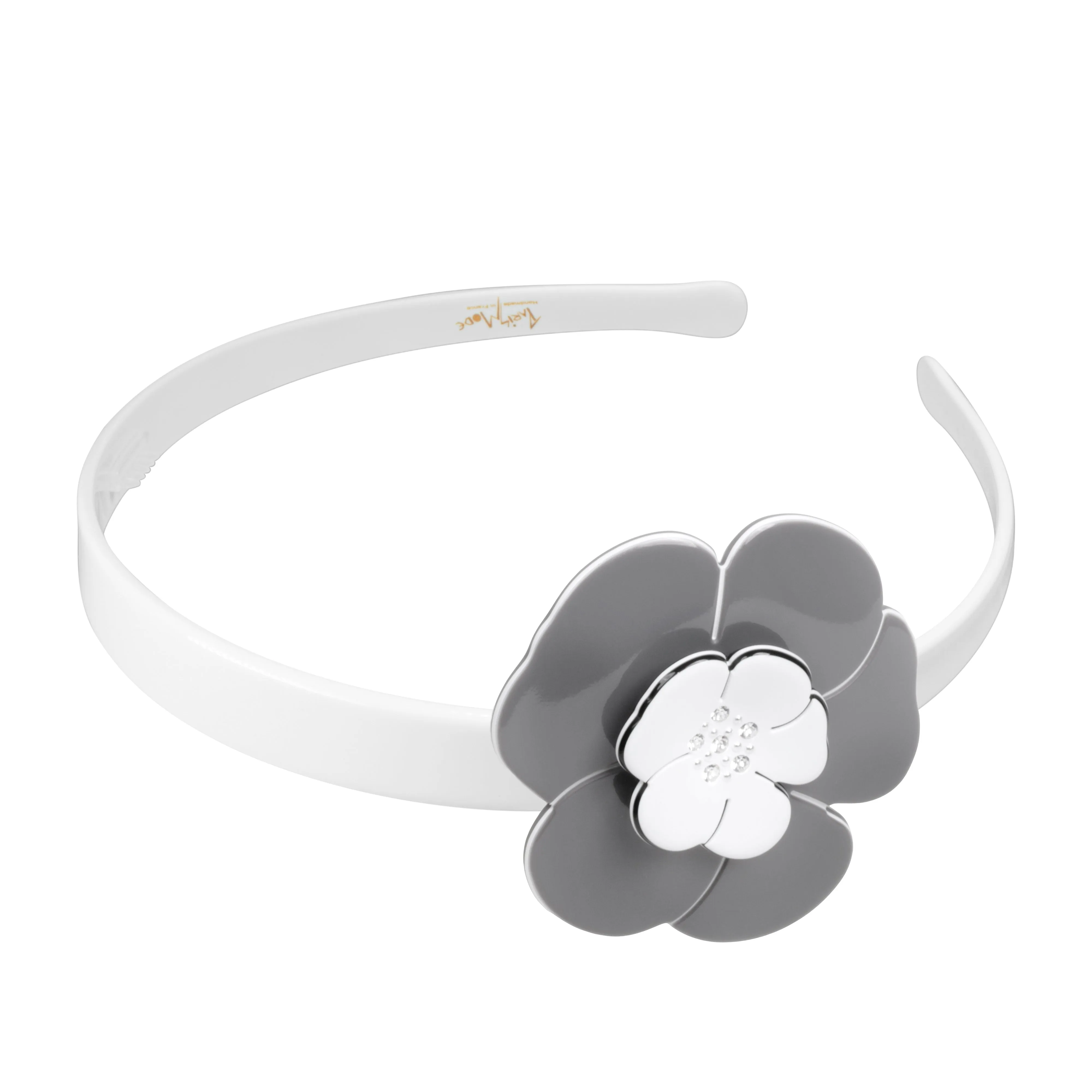 Camellia Singular Crystal Grey White Alice Band