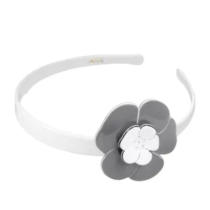 Camellia Singular Crystal Grey White Alice Band