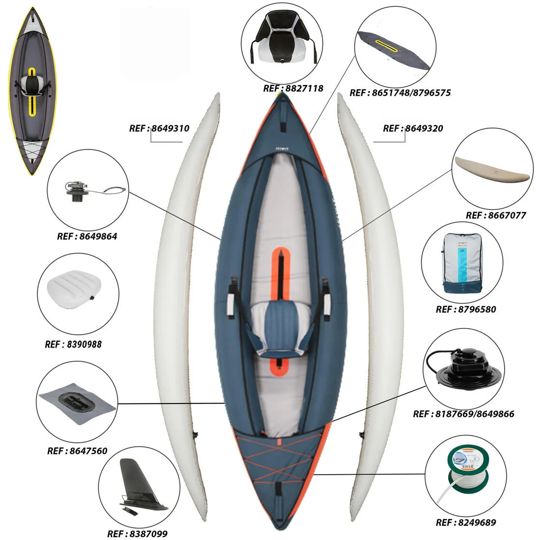 Canoé kayak gonflable de randonnée 1 place