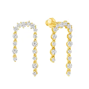 Cascading U Shape Diamond Drop Stud Earring
