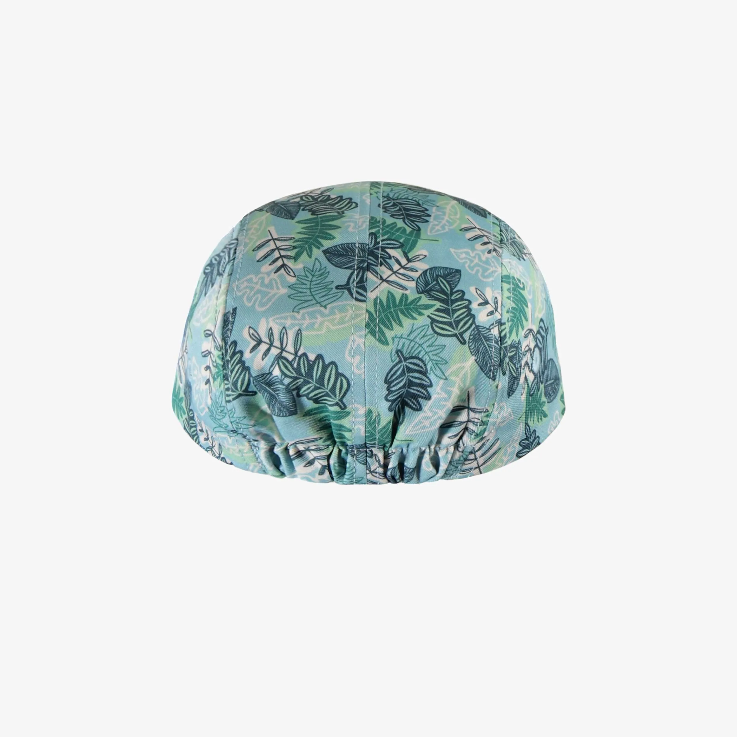 Casquette bleue à motif de feuilles tropicales et à visière plate en twill, bébé || Blue cap with tropical leaf print and flat brim in twill, baby