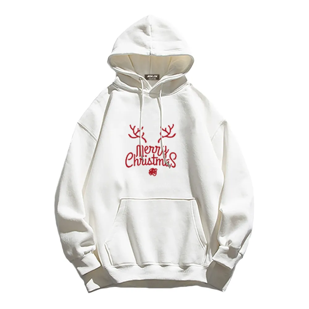 Casual Simple Drawing Of Snowflake Elk Hoodie