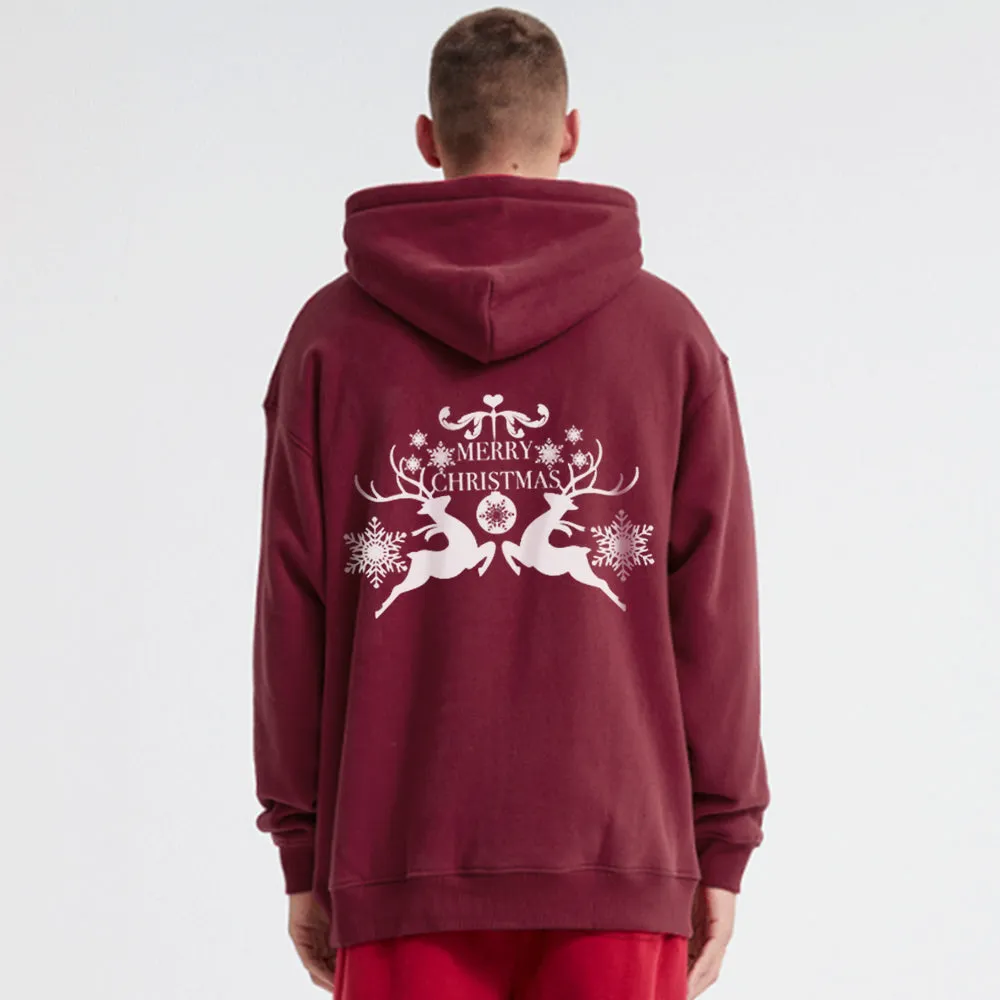 Casual Simple Drawing Of Snowflake Elk Hoodie