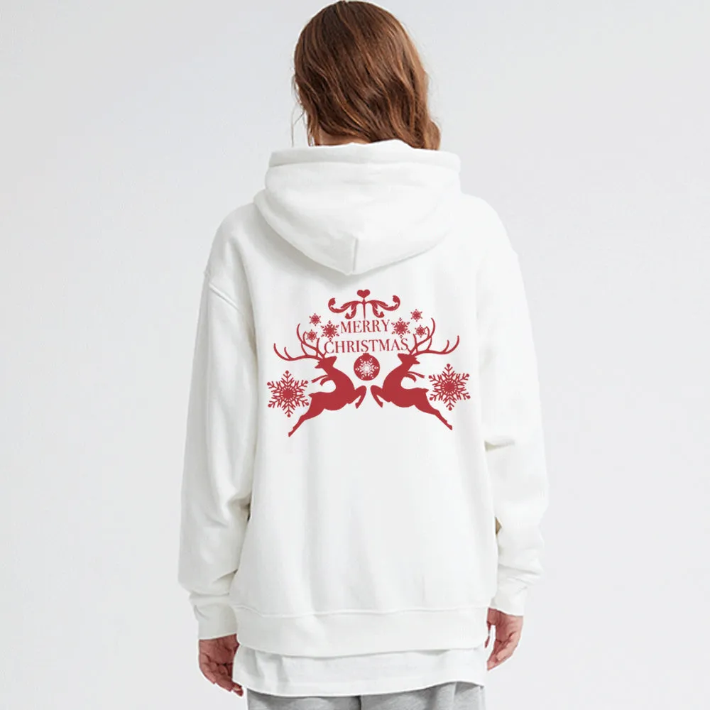 Casual Simple Drawing Of Snowflake Elk Hoodie