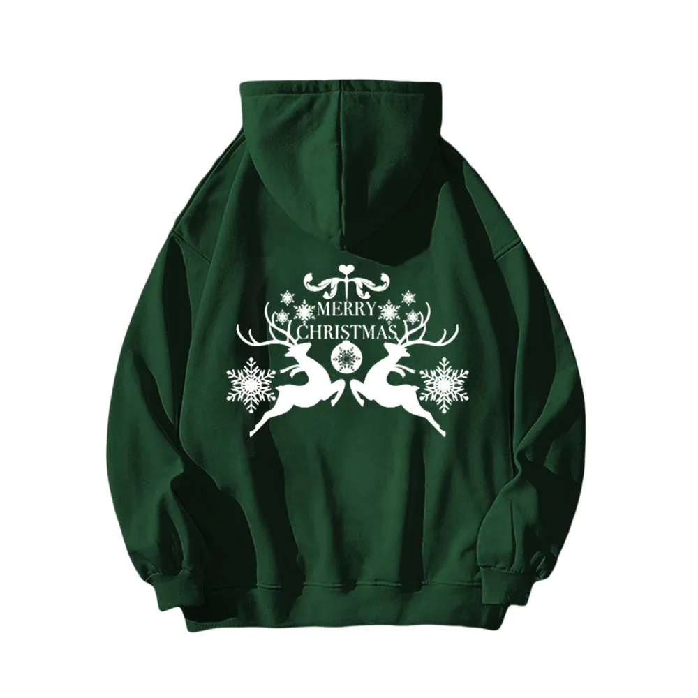 Casual Simple Drawing Of Snowflake Elk Hoodie