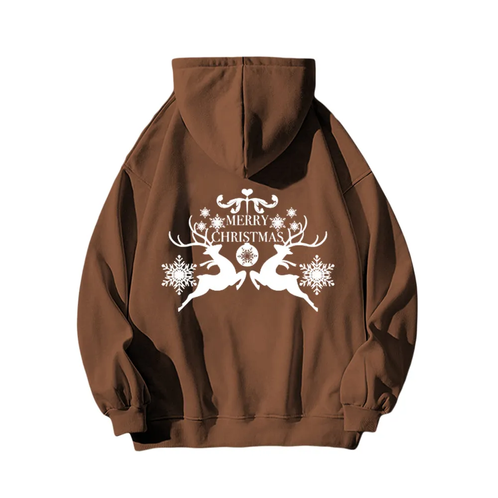 Casual Simple Drawing Of Snowflake Elk Hoodie