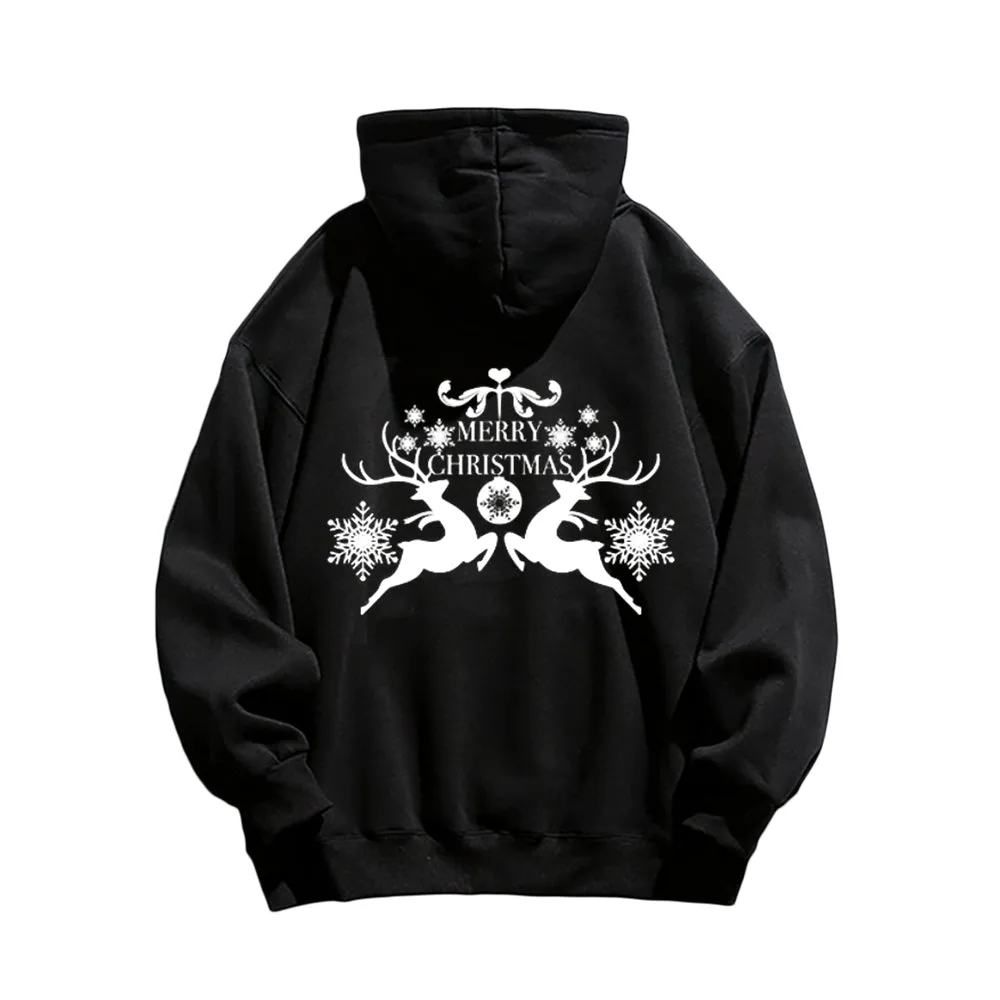 Casual Simple Drawing Of Snowflake Elk Hoodie