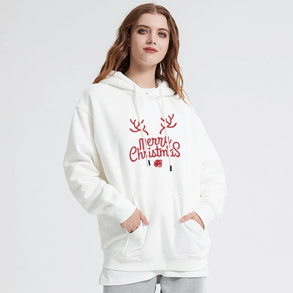 Casual Simple Drawing Of Snowflake Elk Hoodie