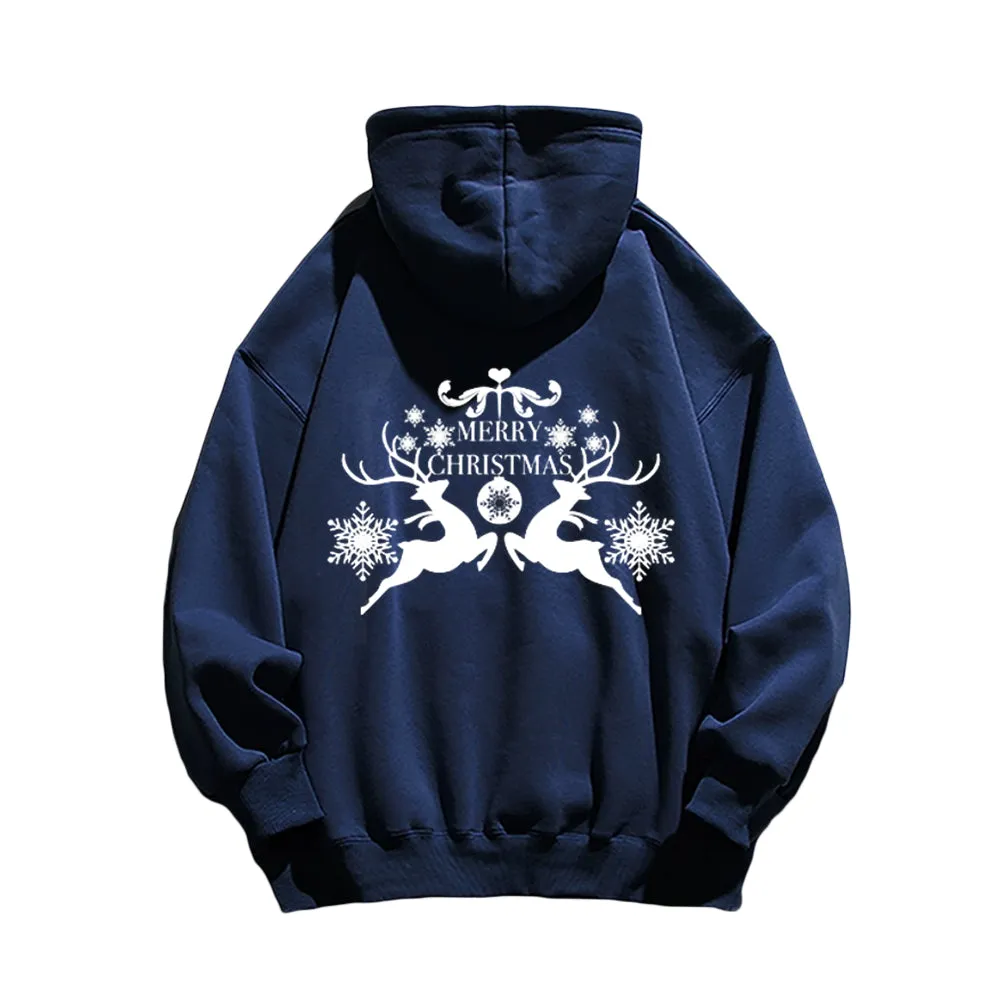 Casual Simple Drawing Of Snowflake Elk Hoodie