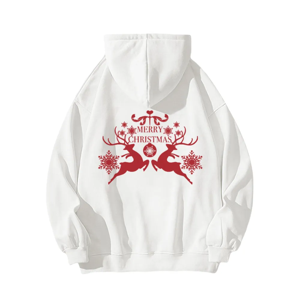 Casual Simple Drawing Of Snowflake Elk Hoodie