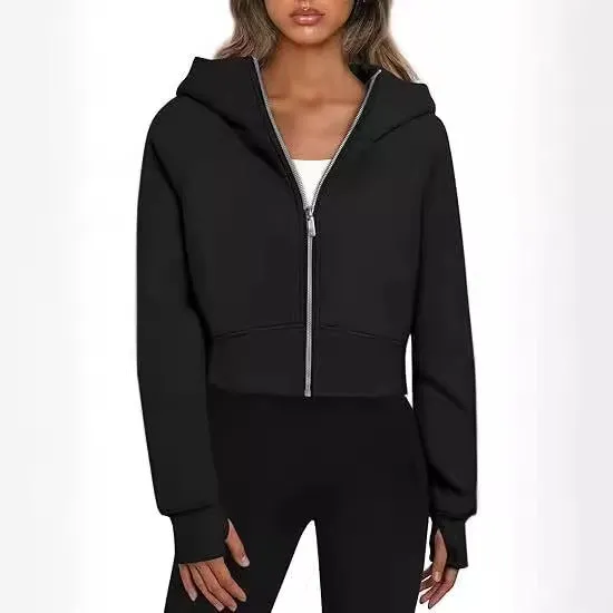 Casual Zippered Hoodie Fleece Sweatshirt