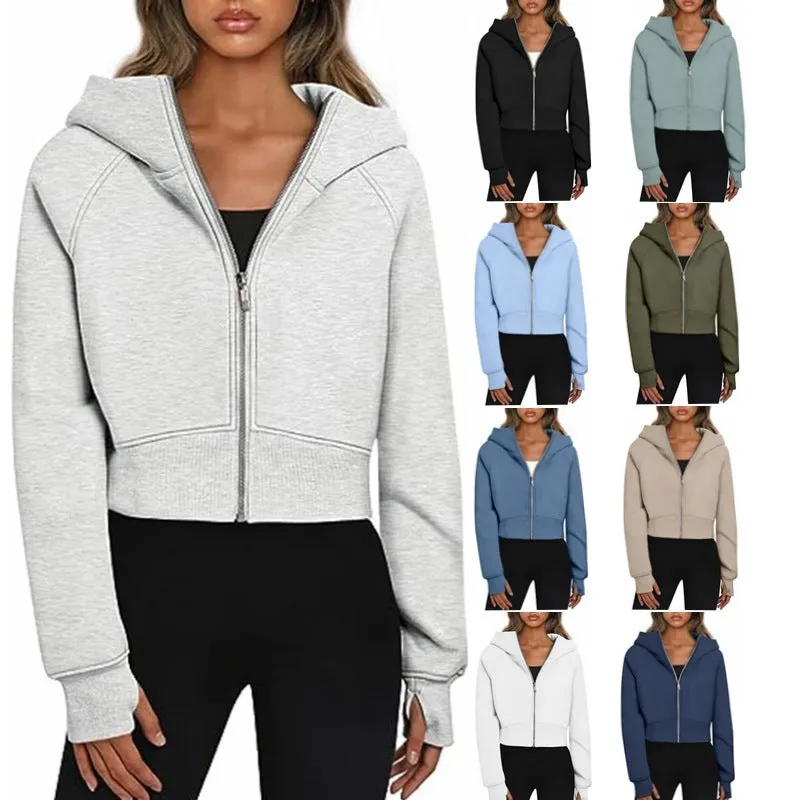 Casual Zippered Hoodie Fleece Sweatshirt