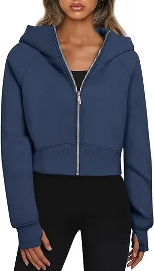 Casual Zippered Hoodie Fleece Sweatshirt