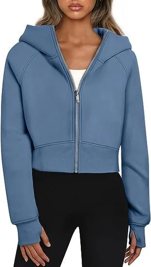 Casual Zippered Hoodie Fleece Sweatshirt