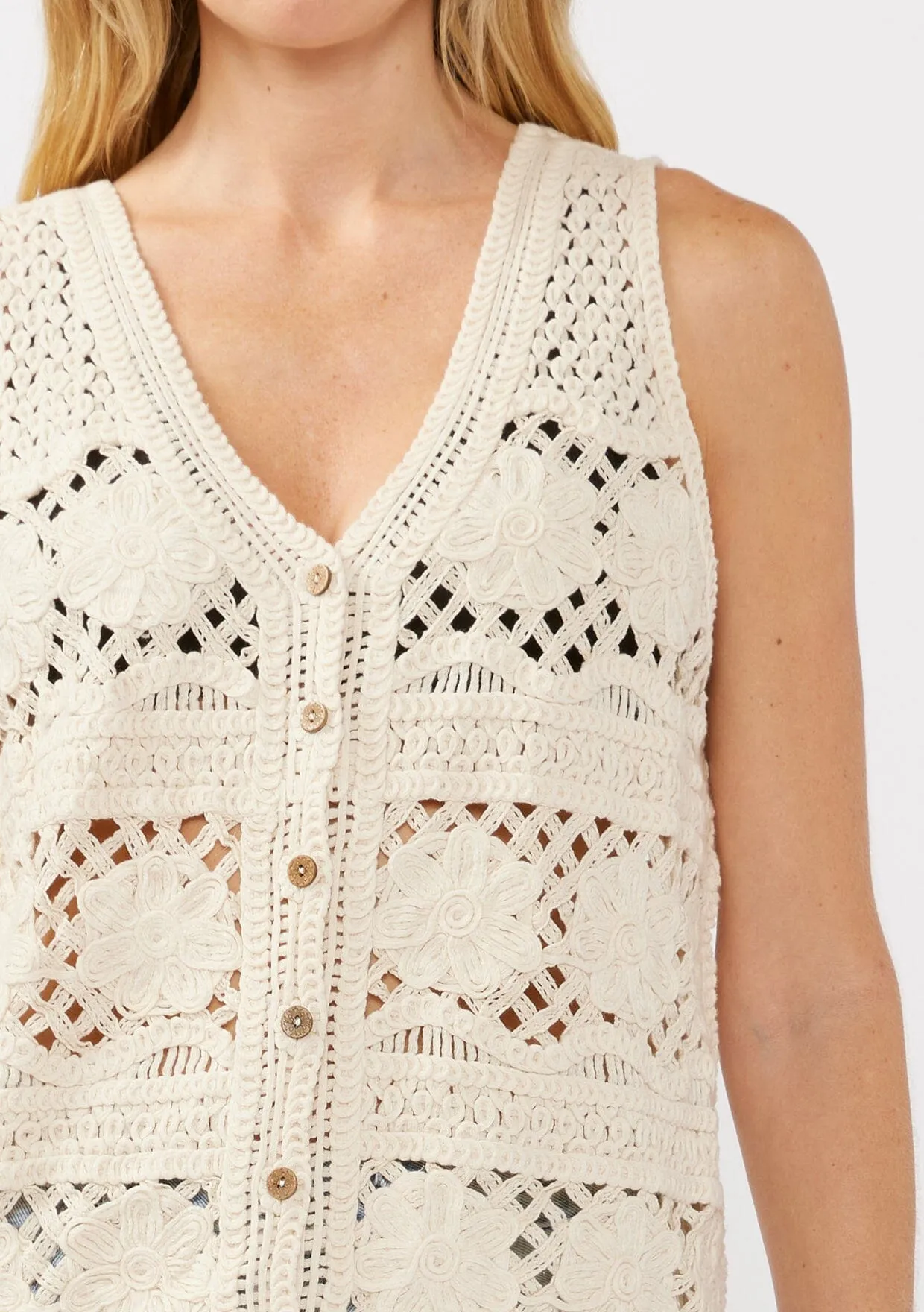 Catalina Crochet Floral Vest