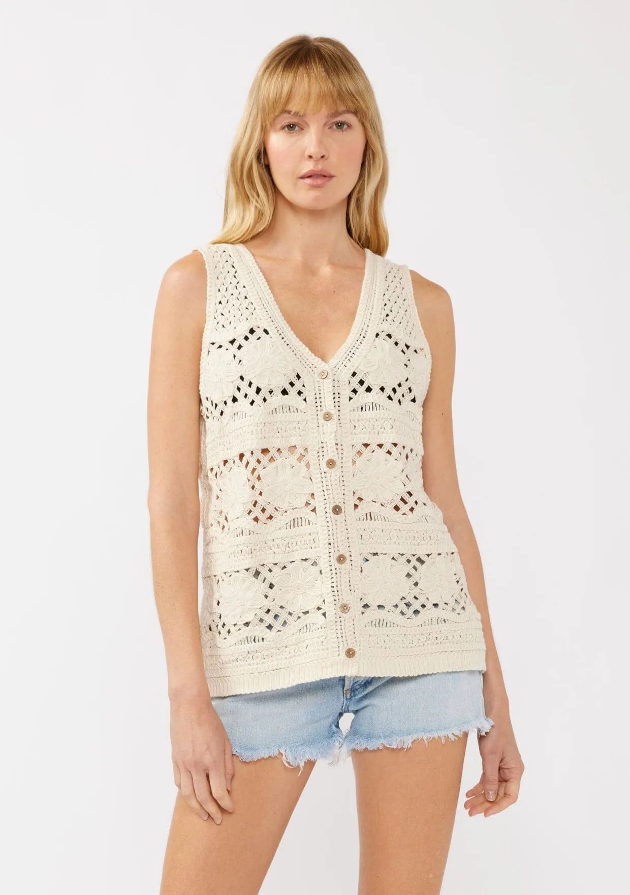 Catalina Crochet Floral Vest