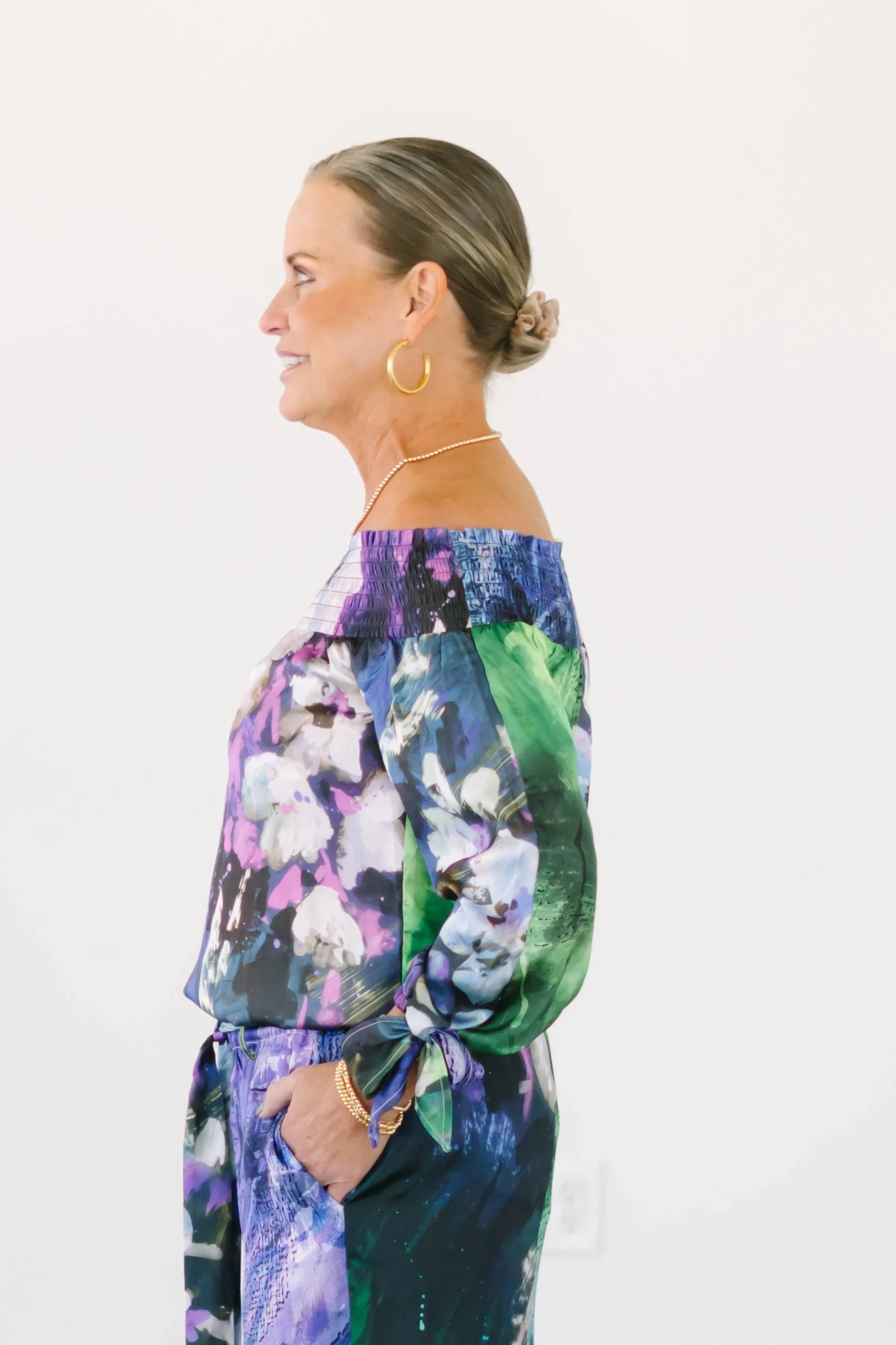 Charmeuse Floral Off Shoulder Top