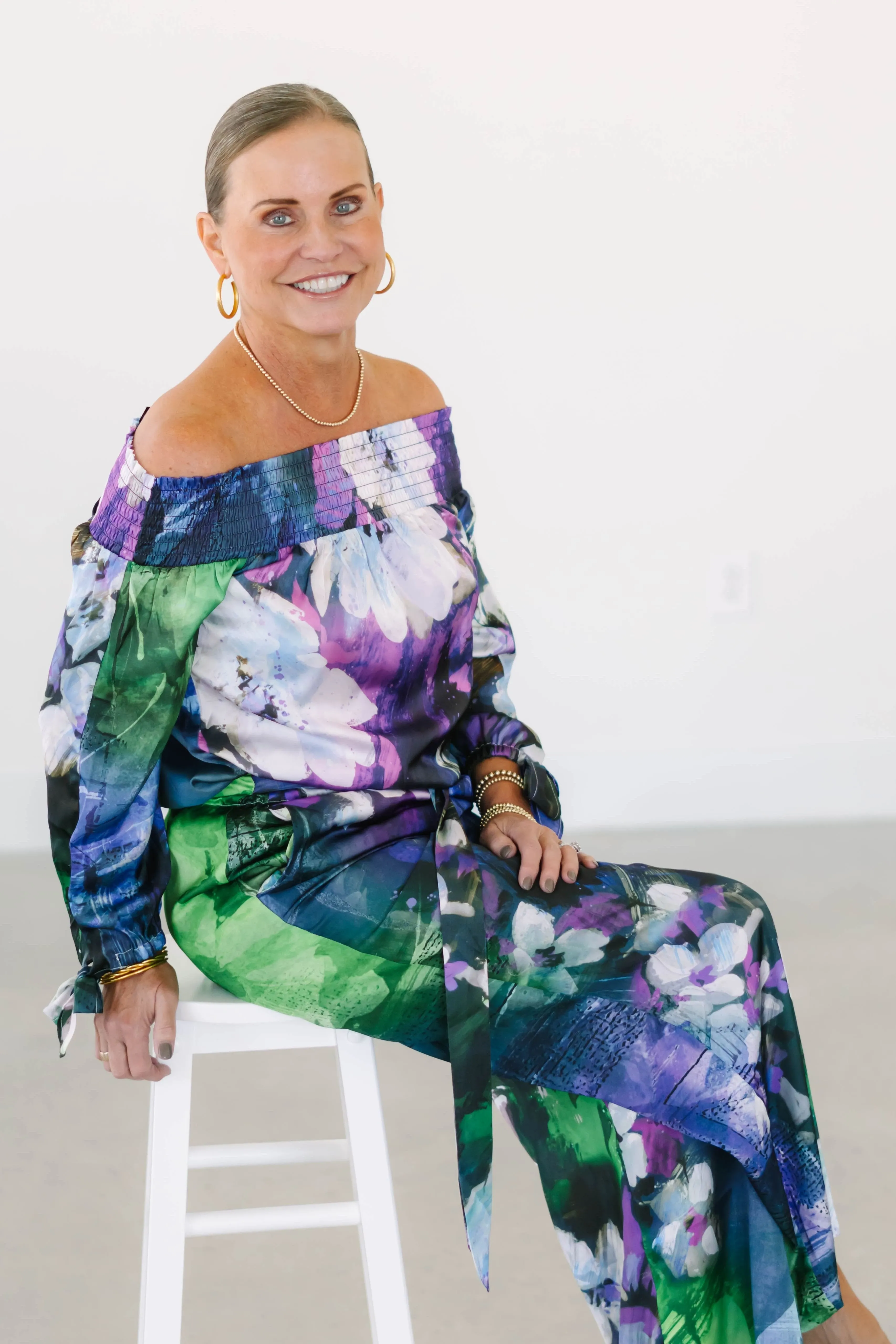 Charmeuse Floral Off Shoulder Top