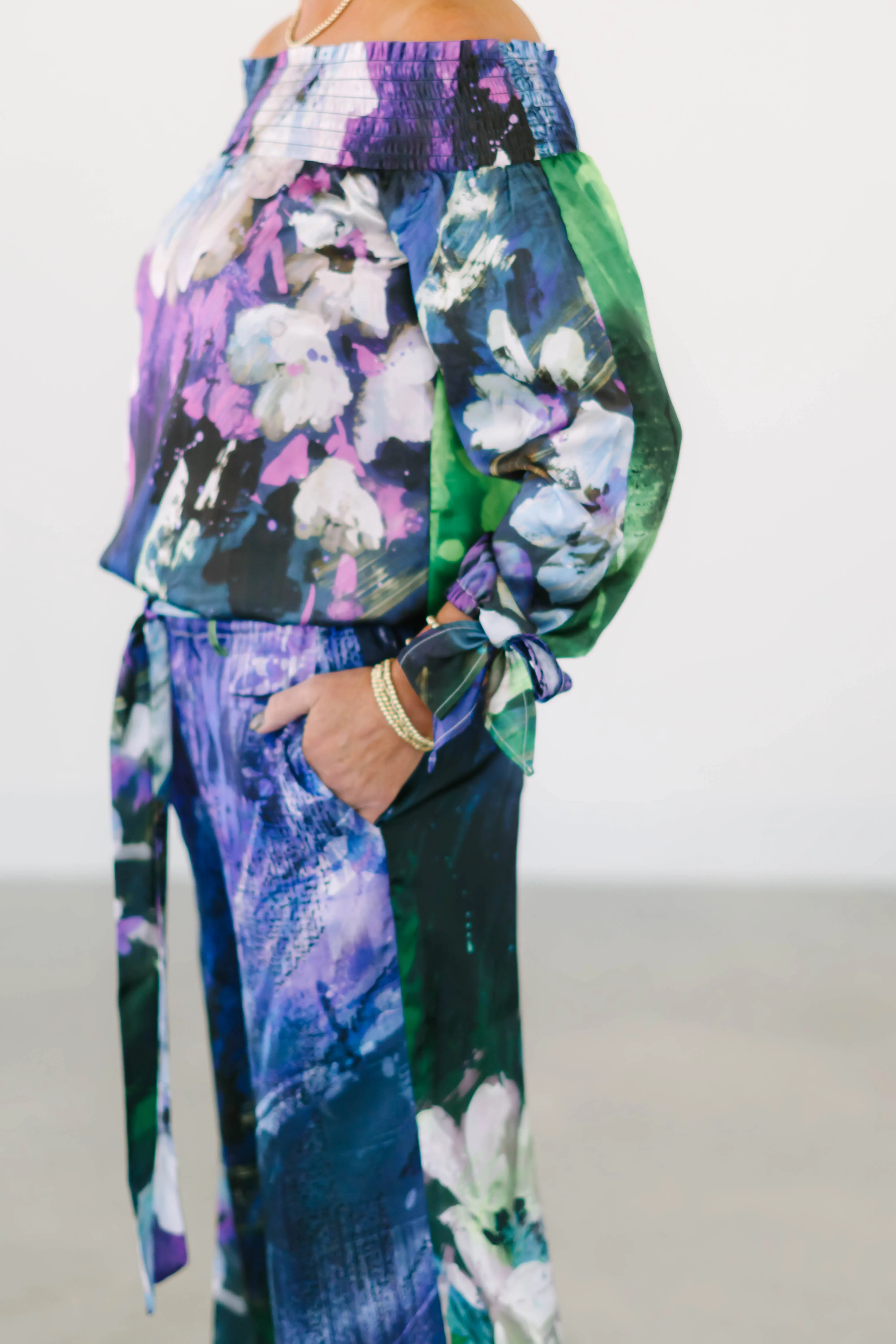 Charmeuse Floral Off Shoulder Top