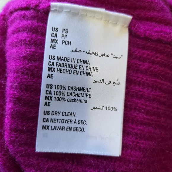 Charter Club Luxury 100% Cashmere Soft Knit Fuscia Sweater Petite Small NWT