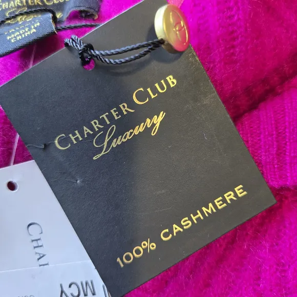 Charter Club Luxury 100% Cashmere Soft Knit Fuscia Sweater Petite Small NWT