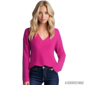 Charter Club Luxury 100% Cashmere Soft Knit Fuscia Sweater Petite Small NWT