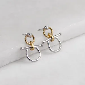 Chelsea - Two Tone 14K Gold on Sterling Snaffle Horse Bit Earring