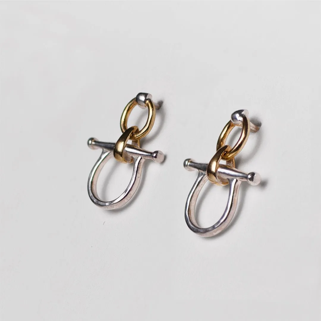 Chelsea - Two Tone 14K Gold on Sterling Snaffle Horse Bit Earring